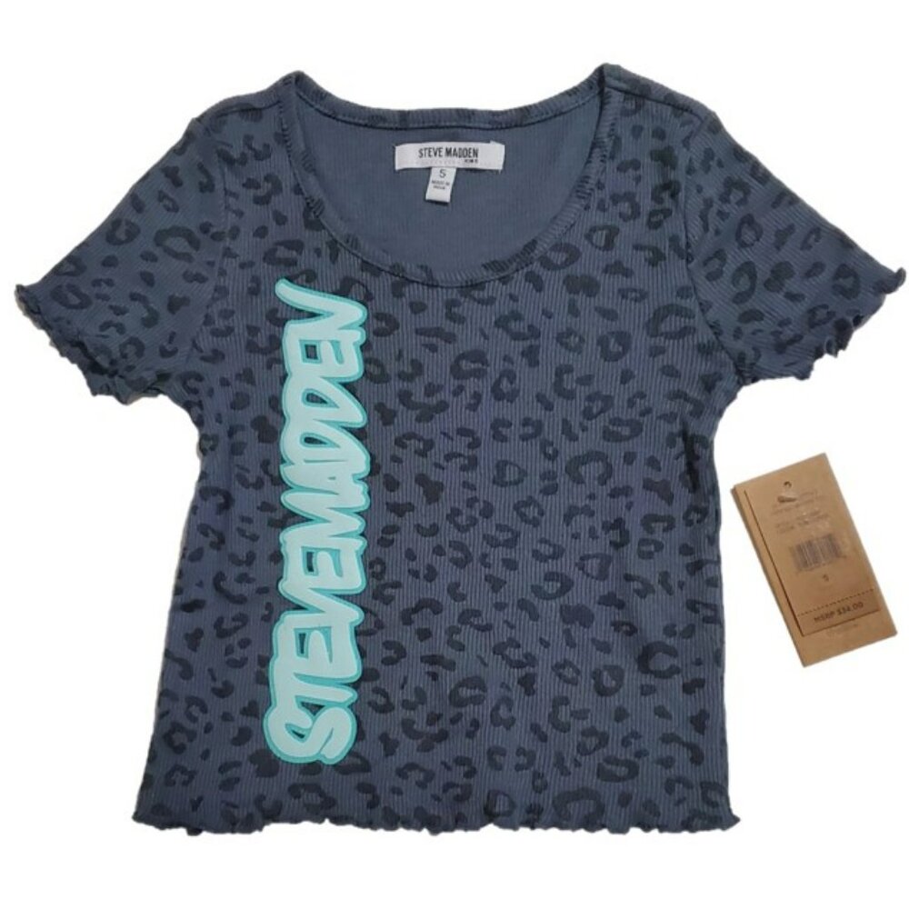 NWT. STEVE MADDEN Girls Animal Print With Logo T-shirt